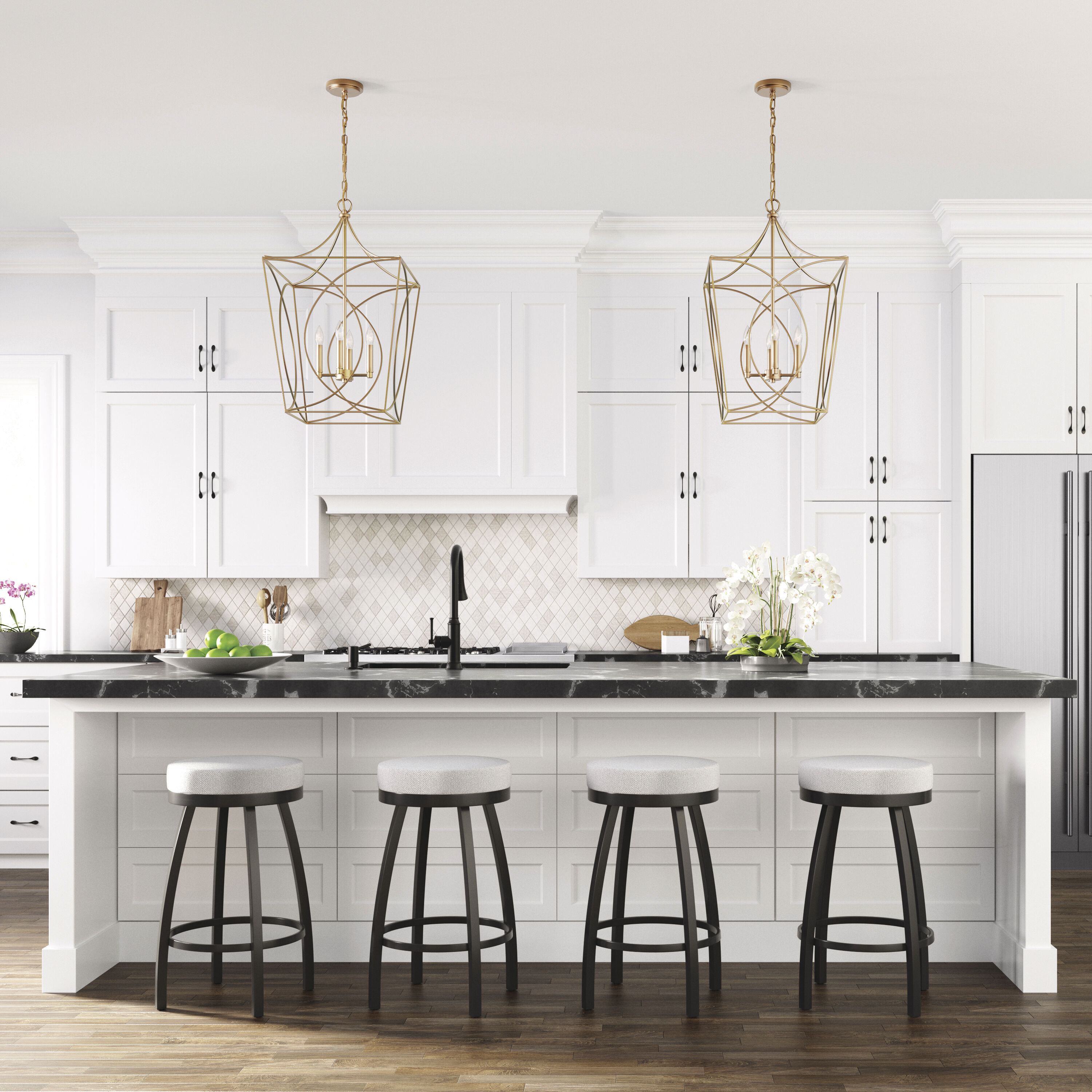 Tracy 4 Light 18 inch Painted Modern Gold Pendant Ceiling Light